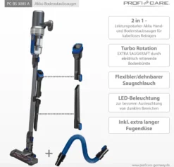 ProfiCare PC-BS 3085 A Akku Bodenstaubsauger, Eco-Cyclon-Twin-Spin Akku-Sauger Mit 25,9 V Lithium-Ionen-Akku (2200 MAh), Anthrazit-blau -SaugProfi Sparmarkt 00ba18877ae9e6ae1250861507b6d48e