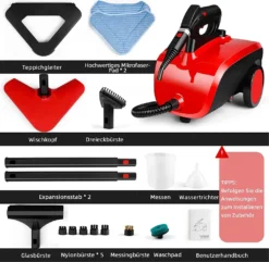 Dampfreiniger, Multifunktions-Dampfreiniger 1500W 1,5L Wassertank, 4,87m Netzkabel, Mit 18 Zubehörteilen, Geeignet Für Fußböden, Autositze, Matratzen, Küchen, Badezimmer, Fenster, Teppiche Usw -SaugProfi Sparmarkt 0fe980daf980ca21f12459f32e776c1e