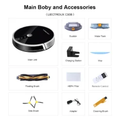 LIECTROUX C30B Automatischer Roboter-Staubsauger 5000Pa Starke Saugleistung Intelligente Dynamische Navigation APP-Fernbedienung Intelligentes Nasswischen Sprachsteuerung Kompatibel Mit Alexa Google Assistant -SaugProfi Sparmarkt 13e3fe1e68e4051fcafcb5537604217a