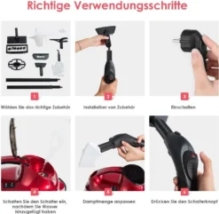COSTWAY Dampfreiniger Mit 19 Zubehoerteilen, Bodendampfreiniger Fuer Teppiche, Fussboeden, Fenster Und Autos / 2000W / 4 Bar / 1,5L Tank/bis 108℃ / LED/Dampfzeit Bis 45 Min. -SaugProfi Sparmarkt 18a717e21494aeced2793059c7dc4f2d