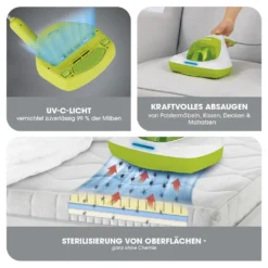 CLEANmaxx Milben-Handstaubsauger Kompakt Mit UV-C Licht - Weiß/limegreen -SaugProfi Sparmarkt 1d4021c2e0a7d9980453b470107a5a14