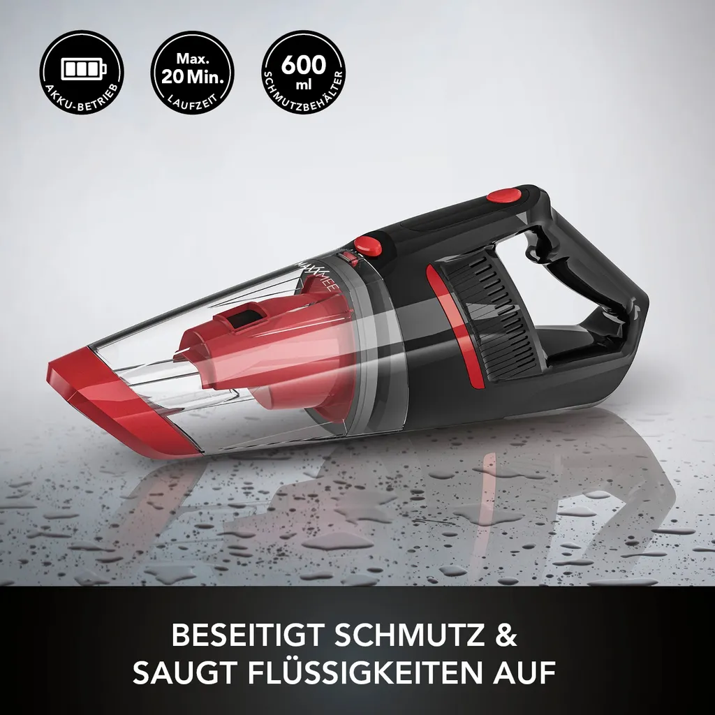 MAXXMEE Akku-Handstaubsauger Nass & Trocken - Rot/schwarz 2 MAXXMEE Akku-Handstaubsauger Nass & Trocken - Rot/schwarz – Bild 2