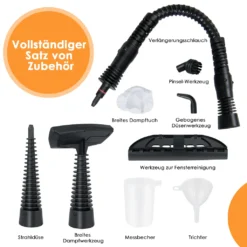 COSTWAY Dampfreiniger Inkl. 9 Zubehör, Handdampfreiniger, Dampfreinigen Handgerät 3 Bar / 250ml / 1050W / 4min Aufheizzeit/für Teppiche, Vorhänge, Autositze, Küche (Orange) -SaugProfi Sparmarkt 2e321358e2bcf778829cf09aa9d3d03b