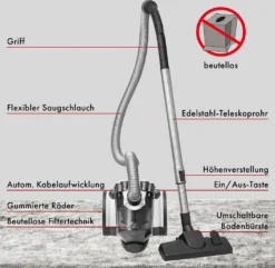 ProfiCare® Staubsauger Beutellos Für Parkett, Teppich, Fliesen, 700 Watt Bodenstaubsauger Mit HEPA-Filter, Staubsauger Ohne Beutel Inkl. 3 Bürsten Und 4-fach Mikrofiltersystem, PC-BS 3110 -SaugProfi Sparmarkt 37b78df2502d8606685881116e39c66e