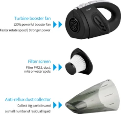 CkeyiN Akku-Handstaubsauger, Wiederaufladbarer, Leistungsstarker Zyklon-Nass-Trocken-Sauger Für Die Reinigung Von Tierhaaren, Staub Und Kies -SaugProfi Sparmarkt 4260357f5d7d6a887c6df7a72fe40454