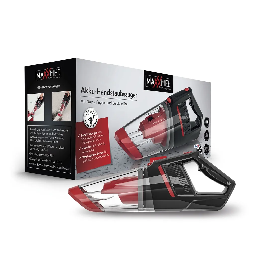 MAXXMEE Akku-Handstaubsauger Nass & Trocken - Rot/schwarz 7 MAXXMEE Akku-Handstaubsauger Nass & Trocken - Rot/schwarz – Bild 7