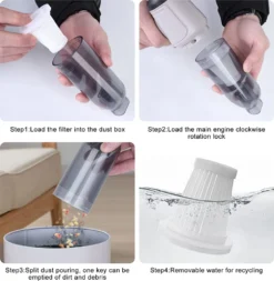 Hikeren 3 In 1 Handstaubsauger Akku, Kabelloser 7,4-V-Li-Ion-Akku-Staubsauger Mit Super-Saugwirkung, Nass- Und Trockensauger, Haus, Auto, Büro, Grau -SaugProfi Sparmarkt 4839df8c1c4de42312b69205e07916f0