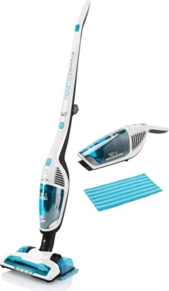 ETA MONETO AQUAPLUS ETA444990010, Stab- Und Handstaubsauger Mit Nasswischen 3 In 1, 18 V Li-Ion Akku, HEPA Filter, Zyklonfiltersystem, LED Kontrollleuchte