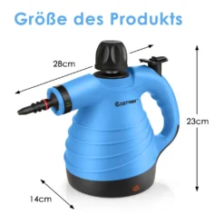 COSTWAY Dampfreiniger Inkl. 9 Zubehör, Handdampfreiniger, Dampfreinigen Handgerät 3 Bar / 250ml / 1050W / 4min Aufheizzeit/für Teppiche, Vorhänge, Autositze, Küche (Blau) -SaugProfi Sparmarkt 4b62268b6add5a81bc5dc6cb8fecea9c