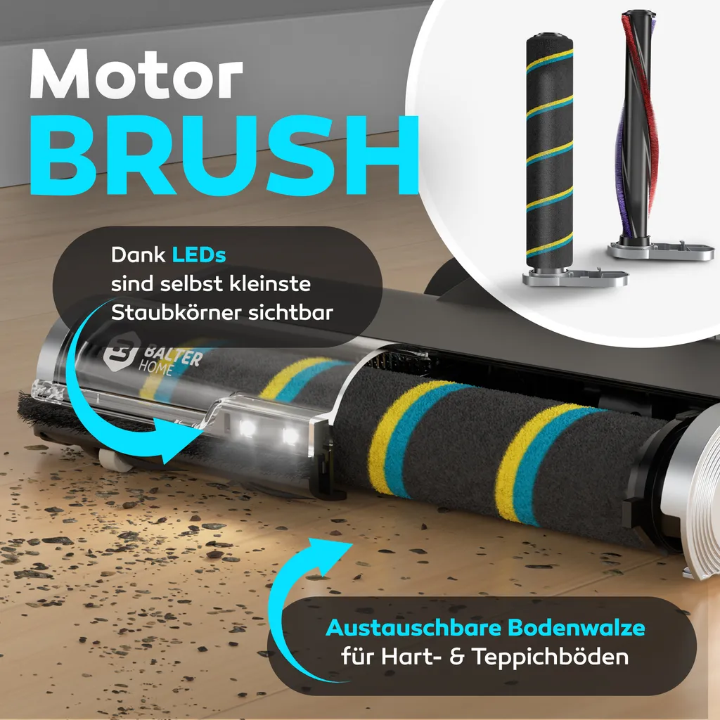 BALTER VERTU X11 PRO Kabelloser Akku Staubsauger Mit Wischfunktion, ALL-IN-ONE Akku- & Handstaubsauger, 350W Hohe Saugleistung, Bis Zu 50 Minuten Laufzeit, Beutellos, FLEX-Gelenk, LED-Düse, Tierhaar Geeignet 5 BALTER VERTU X11 PRO Kabelloser Akku Staubsauger Mit Wischfunktion, ALL-IN-ONE Akku- & Handstaubsauger, 350W Hohe Saugleistung, Bis Zu 50 Minuten Laufzeit, Beutellos, FLEX-Gelenk, LED-Düse, Tierhaar Geeignet – Bild 5