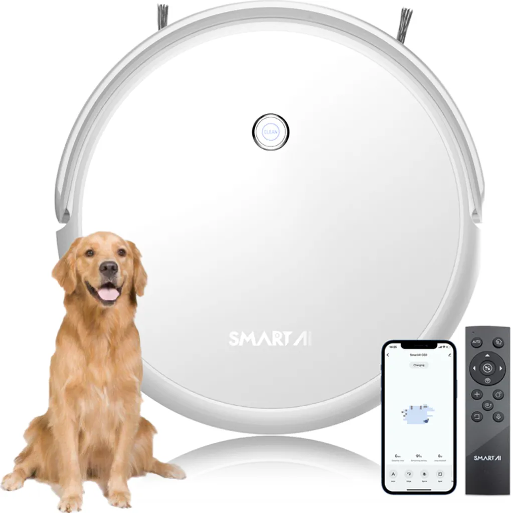 SmartAI Saugroboter Staubsauger Roboter APP Fernbedienung 2600Pa Staubsauger Weiß 1 SmartAI Saugroboter Staubsauger Roboter APP Fernbedienung 2600Pa Staubsauger Weiß