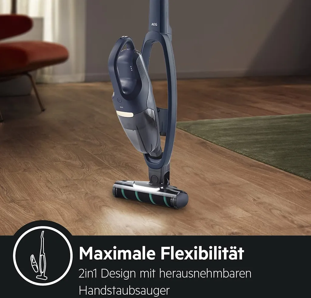 AEG QX7-1-P5IB 2in1 Akku-Staubsauger (Schlanke Bauform, Power-Softrolle, Besonders Effektiv Auf Hartböden, Bis Zu 50 Min Laufzeit, 21,6 Volt, Inkl. Zubehör 11 AEG QX7-1-P5IB 2in1 Akku-Staubsauger (Schlanke Bauform, Power-Softrolle, Besonders Effektiv Auf Hartböden, Bis Zu 50 Min Laufzeit, 21,6 Volt, Inkl. Zubehör – Bild 11