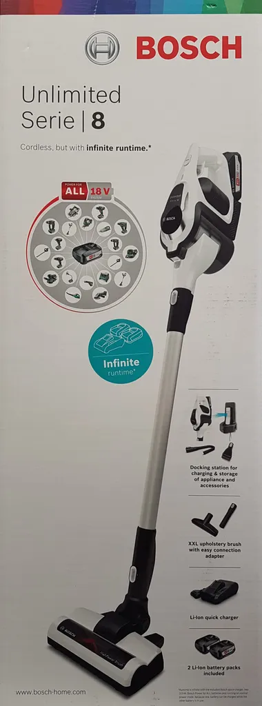 Bosch BBS812AM Unlimited Serie 8 Kabelloser Akku-Handstaubsauger, 18V, Weiß 1 Bosch BBS812AM Unlimited Serie 8 Kabelloser Akku-Handstaubsauger, 18V, Weiß