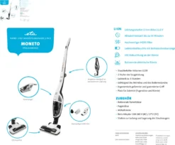 ETA MONETO-LI ION ETA644990000 Leistungsstarker 2-in-1-Stiel- Und Handstaubsauger, Betriebszeit Von Bis Zu 55 Minuten, HEPA-Filter, LED-Beleuchtung, 21,6 V Li-Ion-Akku -SaugProfi Sparmarkt 5b5f05cc314a914b11e95a7136436084