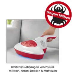 CLEANmaxx Akku-Milben-Handstaubsauger Mit UV-C-Licht - Rot/weiß UV Licht Akku Milbensauger Handstaubsauger Milben Allergiker Kabellos CLEANmaxx -SaugProfi Sparmarkt 61ee787a460136903eac9724d545de7c