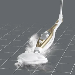 CLEANmaxx Dampfbesen - Mit Knickgelenk - Gold/weiß Dampfreiniger Steam Hygiene Fliesen Küche Bad Reinigung -SaugProfi Sparmarkt 637dc5173bea3816c28db09115142505