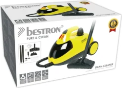 Bestron Dampfreiniger Mit 12-Teiligen Zubehör-Set, Inkl. Kindersicherung & 10m Aktionsradius, 4 Bar Dampfdruck, Kapazität: 1,5 L, Ideal Für Bäder Und Küchen, 1500 Watt, Farbe: Gelb -SaugProfi Sparmarkt 68272e4d211588bada9c369dc9b12bfe
