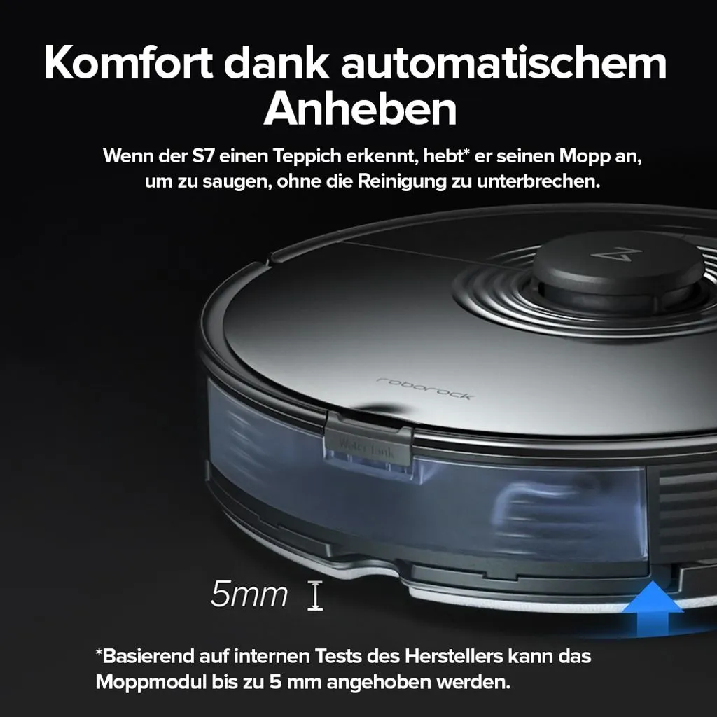 Roborock S7 + Staubsauger Roboter Mit Absaugstation Auto-Empty Dock (Saugleistung 2500Pa, Auto-Lifting-Mopp),Schwarz 6 Roborock S7 + Staubsauger Roboter Mit Absaugstation Auto-Empty Dock (Saugleistung 2500Pa, Auto-Lifting-Mopp),Schwarz – Bild 6