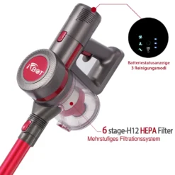 IFBOT 4 In 1 Akku Staubsauger I201 Kabellos Handstaubsauger, Bürstenlos Motor Mit HEPA Filter, 20KPa, 250W, Beutellos, 0,8L, 35min, Touchscreen, LED Elektrobürste, 1,8kg Leicht, 3 Reinigungssprogramme Perfekt Für Hartboden Teppich -SaugProfi Sparmarkt 890df78ad1d9643d28ae105e1a32fcfa