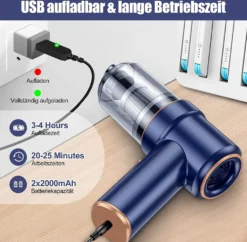 Kabelloser Handstaubsauger Für Auto,Handstaubsauger Akku Stark Mit LED Taschenlampe,Nass Trocken Wiederaufladbar 120W Kabellos Handsauger Für Tastatursauger,PC,Haus,Bürogeräte -SaugProfi Sparmarkt 8dedae1a6aab7f9d310b4b34a9f04ef9