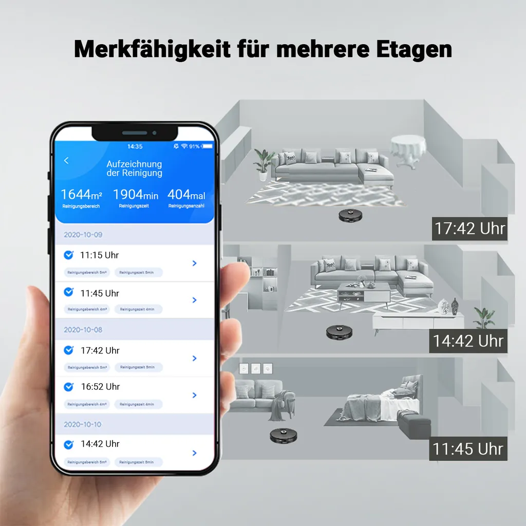 ROBBY PRO | Saug Und Wischroboter | 2700 - 4000PA | Selbstentleerend | Schwarz | Staub Sauger Kehr Cleaner 5 ROBBY PRO | Saug Und Wischroboter | 2700 - 4000PA | Selbstentleerend | Schwarz | Staub Sauger Kehr Cleaner – Bild 5