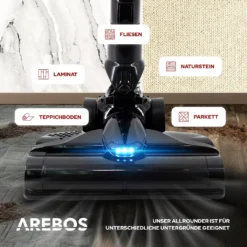 AREBOS Akku Staubsauger, 2-in-1 Hand- Und Bodenstaubsauger, 2 Leistungsstarke Saugmodi, Beutellos, Kabellos Bis Zu 55 Minuten, Mit Wandladestation, Schwarz -SaugProfi Sparmarkt a1db8dccd6ddf8c792e29b9097221689