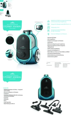 ETA STORMY ANIMAL Beutelloser Staubsauger ETA251790000, 800 W, ENDLESS SUCTION-Technologie, HEPA-Filter, Nr. 13 , Aktionsradius 10 M, Kabellänge 7 M -SaugProfi Sparmarkt ba44402bdfbfb823dc5ef7a92a766c36