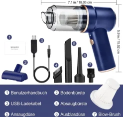 Kabelloser Handstaubsauger Für Auto,Handstaubsauger Akku Stark Mit LED Taschenlampe,Nass Trocken Wiederaufladbar 120W Kabellos Handsauger Für Tastatursauger,PC,Haus,Bürogeräte -SaugProfi Sparmarkt bf0fe14d7d35eb83301f44a5d74a733a