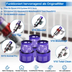 Filter Für Dyson V10 SV12, Ersatzfilter Für Dyson Staubsauger V10 SV12 Waschbar Cyclone Animal Absolute Total Clean Vacuum Teile-Nr. -SaugProfi Sparmarkt c27bae81154cca76efbf1dc870a46ffc