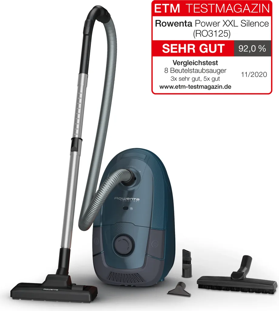 Rowenta Power XXL RO312, 450 W, Zylinder-Vakuum, Trocken, Staubbeutel, 4,5 L, Schaum, Hygienefilter 1 Rowenta Power XXL RO312, 450 W, Zylinder-Vakuum, Trocken, Staubbeutel, 4,5 L, Schaum, Hygienefilter