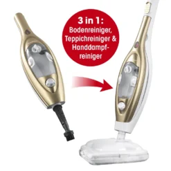 CLEANmaxx Dampfbesen - Mit Knickgelenk - Gold/weiß Dampfreiniger Steam Hygiene Fliesen Küche Bad Reinigung -SaugProfi Sparmarkt cddd147f4ecab139632e3c2bb52c483e