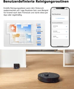 Roborock S8 Staubsauger Roboter 6000Pa Mit DuoRoller-Bürste VibraRise Wischen 3D-Mapping 3D-Strukturiertes Licht LiDAR Kindersicherung APP Control Saugroboter (Schwarz) (Upgrade S7) -SaugProfi Sparmarkt cf4b54ac9d27ab6355db06cc3ddda5d9