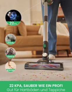 Akku Staubsauger Kabellos, Vactidy V8 Kabelloser Staubsauger Mit Abnehmbarem Akku, 22KPa Saugkraft Für Hartholzböden, Bis Zu 35min Laufzeit, Leichter Staubsauger Für Teppich- Und Tierhaarreinigung -SaugProfi Sparmarkt cf874766c50a98ca092f1ce0a65e2c0b