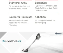 Genius Invictus X9 Set 14tlg Akku Staubsauger Handstaubsauger Mit LED Beutellos Kabellos HEPA Für Allergiker Tierhaare; A28142 -SaugProfi Sparmarkt cfed325e7f0bdf5b0ffb8218eff3ca43