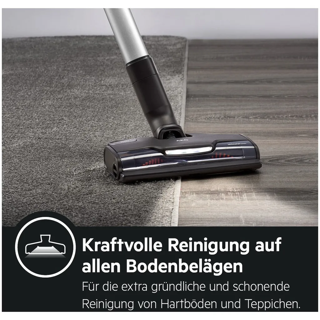 AEG AP81UB25UG Ultimate 8000 Akku Bodenstaubsauger & Handsauger, 3 Stufen, Automatik-Modus, LED-Frontlicht, Teleskoprohr, Selbstreinigende Bürstrolle, 25,2 V, Grau 7 AEG AP81UB25UG Ultimate 8000 Akku Bodenstaubsauger & Handsauger, 3 Stufen, Automatik-Modus, LED-Frontlicht, Teleskoprohr, Selbstreinigende Bürstrolle, 25,2 V, Grau – Bild 7