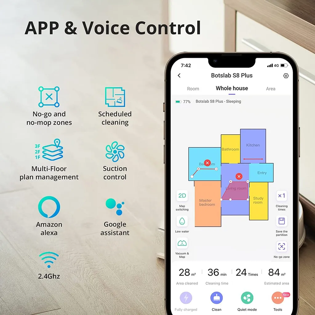 360 SMARTAI Botslab S8 Plus Staubsauger Roboter Mit Absaugstation 4L, 2700Pa Saugroboter Mit Wischfunktion Lasernavigation,Kartierung Mehrerer Etagen 5 360 SMARTAI Botslab S8 Plus Staubsauger Roboter Mit Absaugstation 4L, 2700Pa Saugroboter Mit Wischfunktion Lasernavigation,Kartierung Mehrerer Etagen – Bild 5