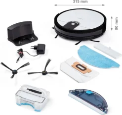 MEDION Saugroboter Mit Wischfunktion Und Zyklon Technologie S20 SW (Alexa App Steuerung, Modell 2021, Extra Flach, Regulierbare Wasserabgabe, Ladestation, Tierhaar Allergiker Optimiert) -SaugProfi Sparmarkt ecf428bebdf6c884a887eaabe2496af2