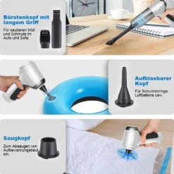Hikeren 3 In 1 Handstaubsauger Akku, Kabelloser 7,4-V-Li-Ion-Akku-Staubsauger Mit Super-Saugwirkung, Nass- Und Trockensauger, Haus, Auto, Büro, Grau -SaugProfi Sparmarkt f5e5d2e71445019b8437b424395ab115