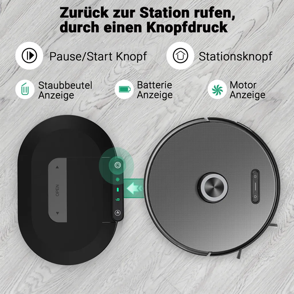 ROBBY PRO | Saug Und Wischroboter | 2700 - 4000PA | Selbstentleerend | Schwarz | Staub Sauger Kehr Cleaner 2 ROBBY PRO | Saug Und Wischroboter | 2700 - 4000PA | Selbstentleerend | Schwarz | Staub Sauger Kehr Cleaner – Bild 2