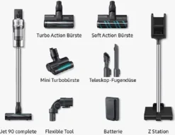 Samsung VS20R9046S3/EV/EN/TR/EF Beutelloser Akku-Handstaubsauger, 550 Watt, Cyclon-Filter, HEPA-Filter, Tierhaarbürste, Turbobürste -SaugProfi Sparmarkt fa34e216d95c103d044d409dd1dcdcf6